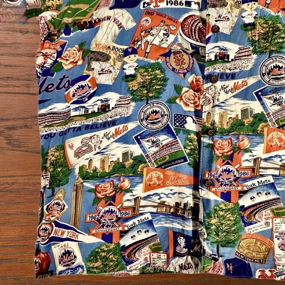 VINTAGE Reyn Spooner New York Mets Shirt Mens XL Blue Hawaiian USA AOP - Picture 10 of 15